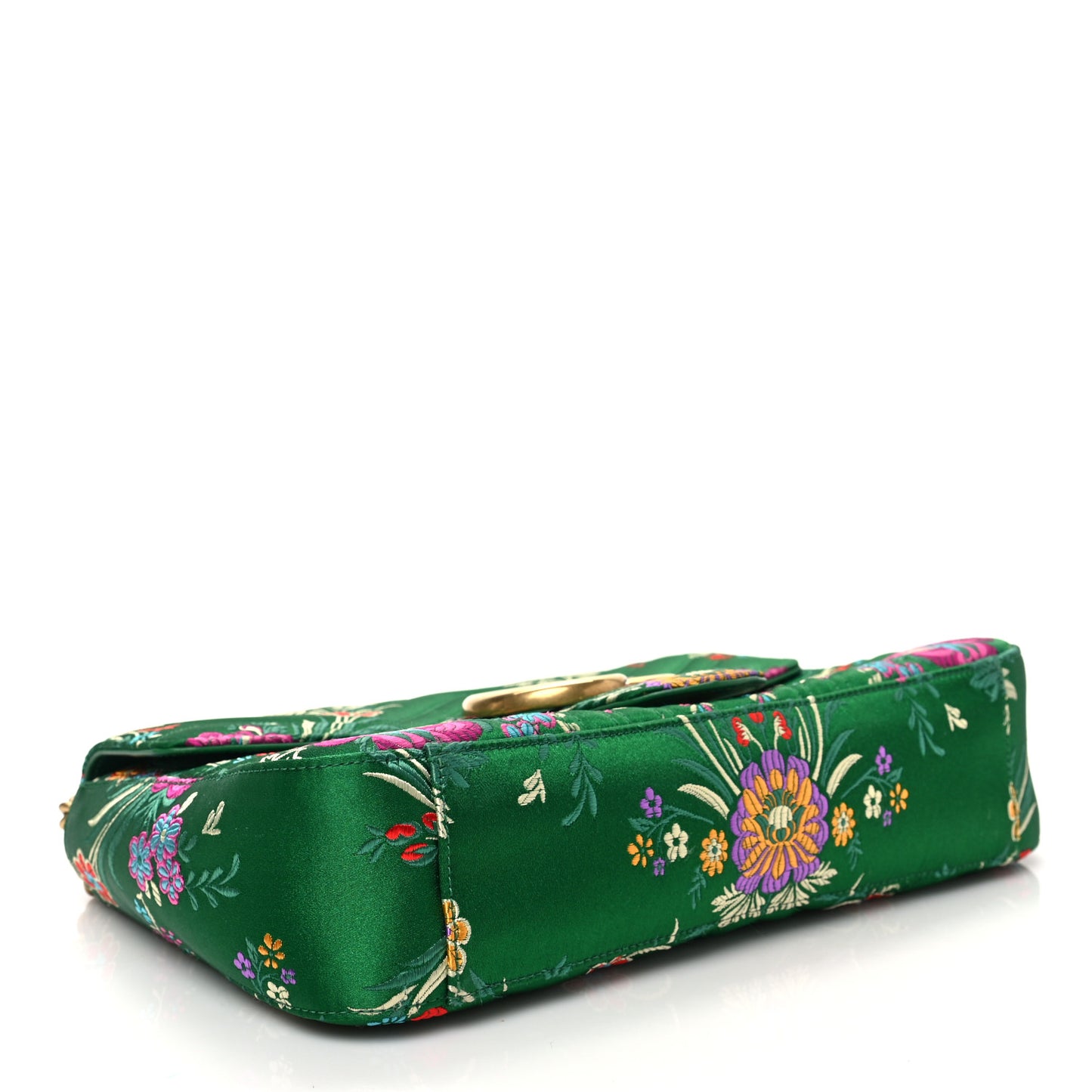 Jacquard Matelasse Floral Medium GG Marmont Shoulder Bag Green