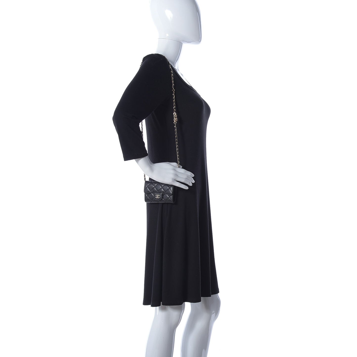 Caviar Quilted Flap Classic Belt Bag Black