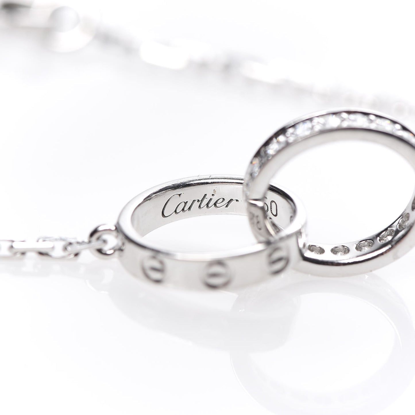 18K White Gold Diamond Interlocking LOVE Necklace