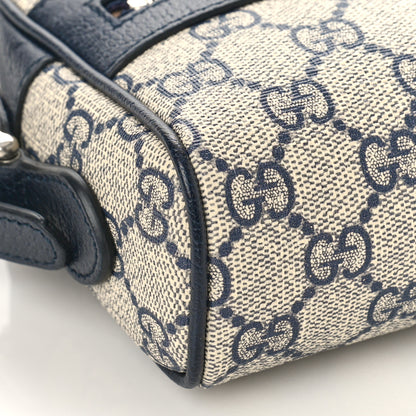 Gucci GG Supreme Monogram Textured Dollar Calfskin Web Mini Ophidia Shoulder Bag Beige Blue 7 of 8