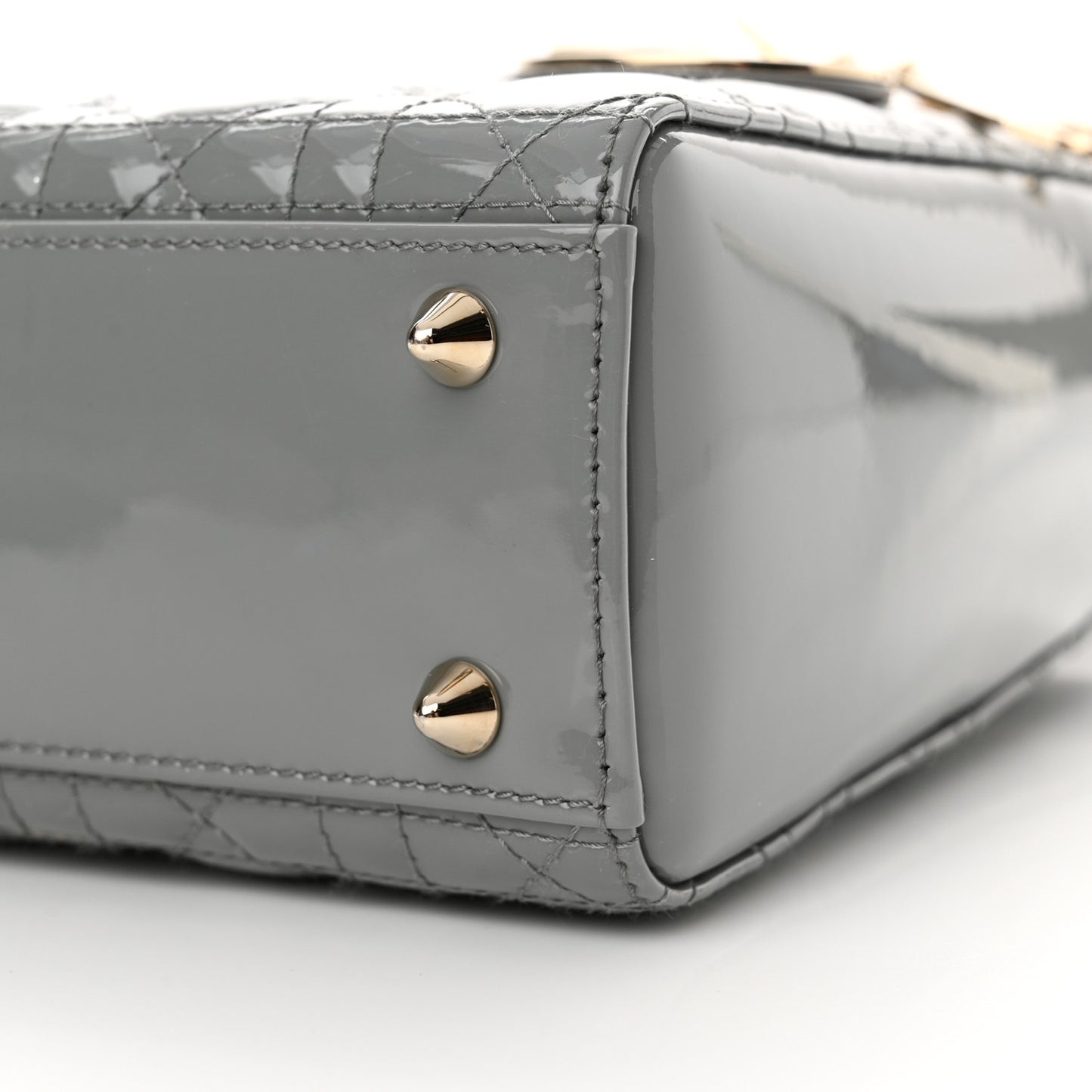 Patent Cannage Small Lady Dior Grey