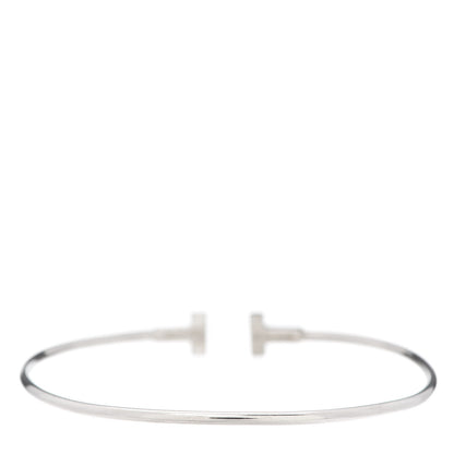 Tiffany 18K White Gold Narrow T Wire Bracelet 3 of 5