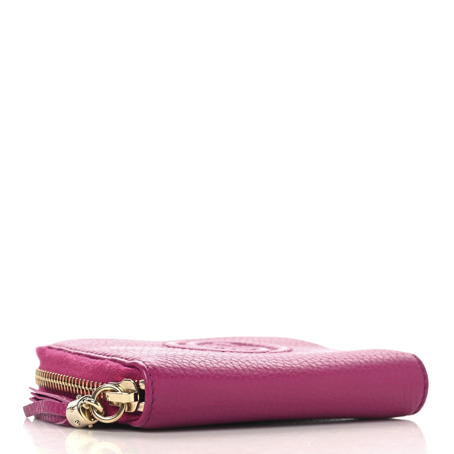 Gucci Pebbled Calfskin Soho Compact Disco Zip Around Wallet Bright Bougainvillea 4 of 8