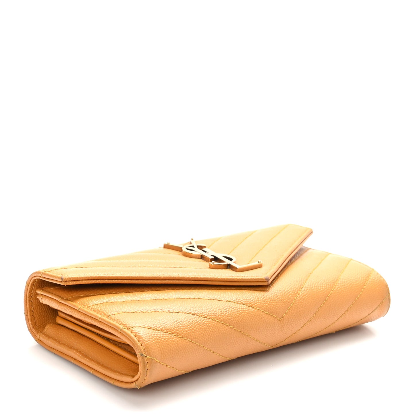 Calfskin Matelasse Chevron Monogram Flap Wallet Natural Dark