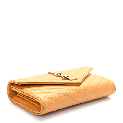 Saint Laurent Calfskin Matelasse Chevron Monogram Flap Wallet Natural Dark 4 of 9