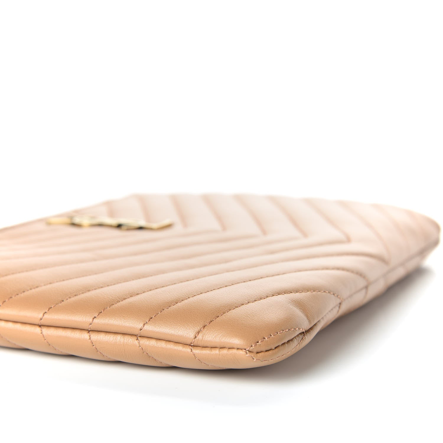 Saint Laurent Calfskin Matelasse Chevron Monogram A5 Wristlet Dune 5 of 10