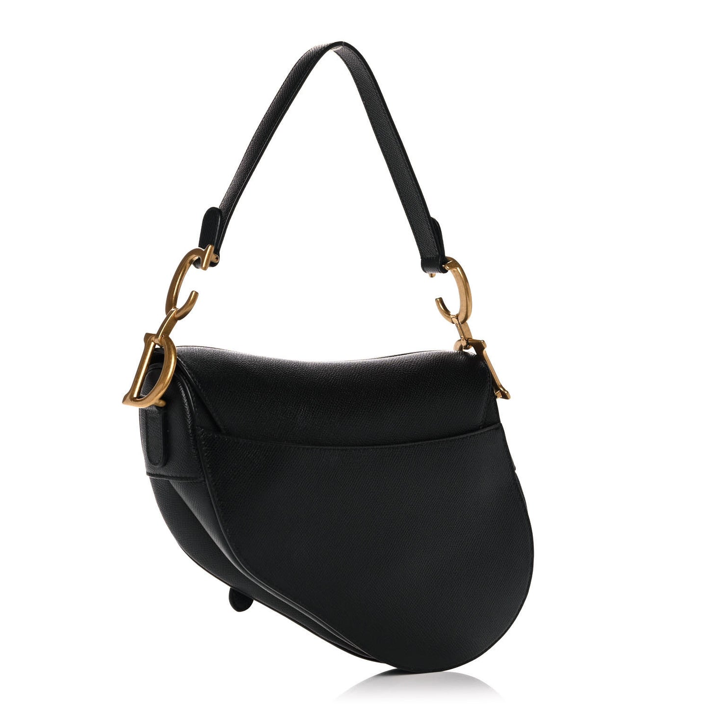 Grained Calfskin Saddle Bag Black
