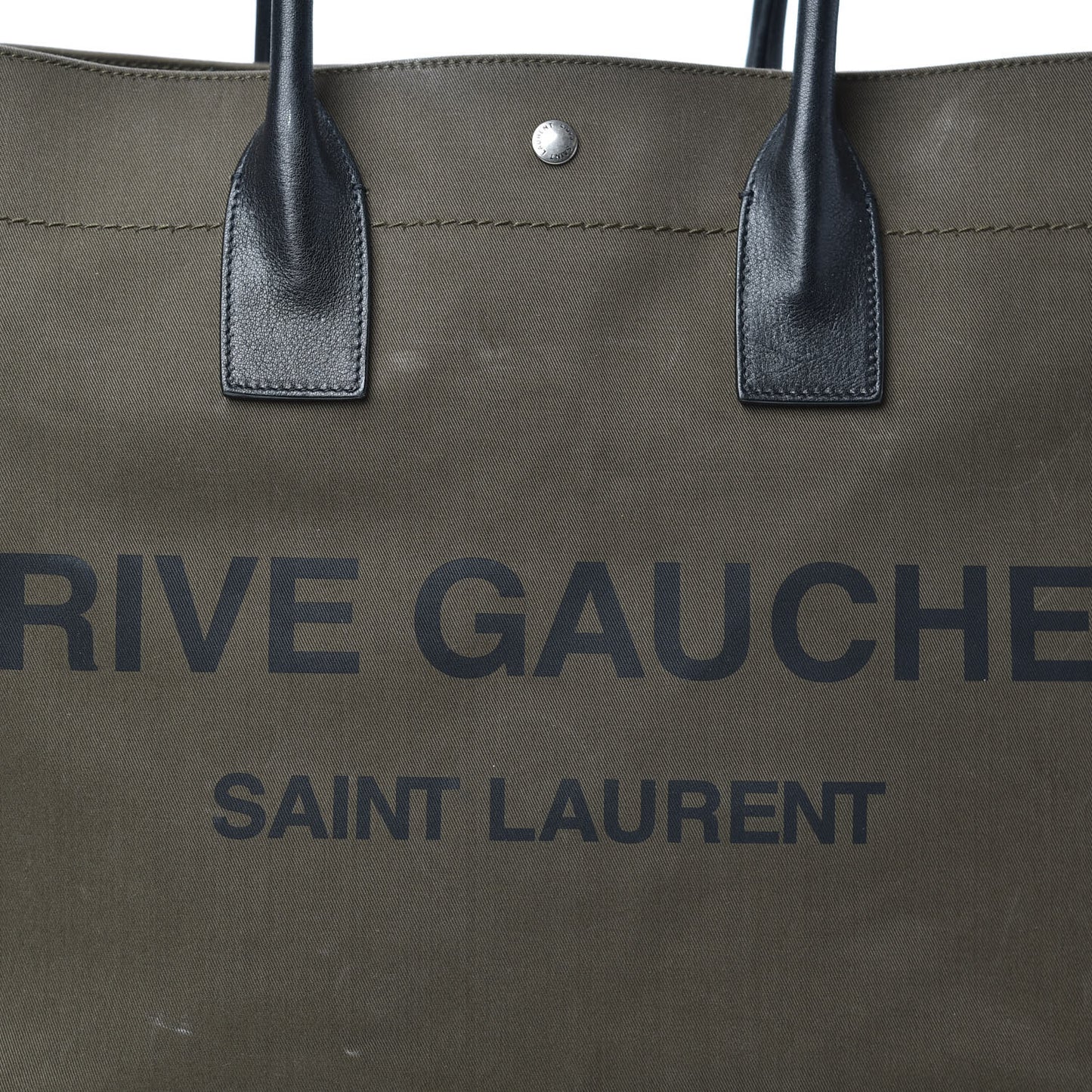 Linen Calfskin Rive Gauche Tote Khaki