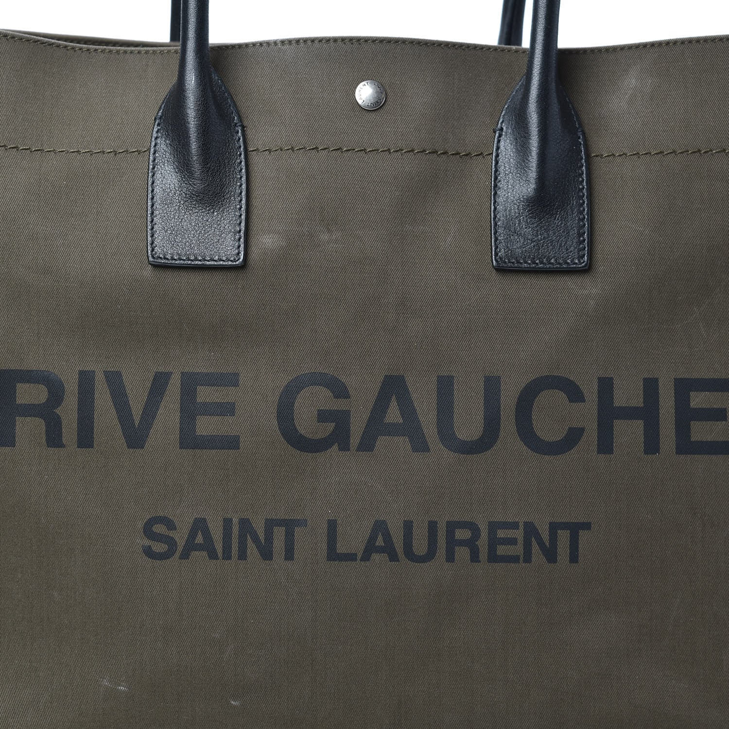 Saint Laurent Linen Calfskin Rive Gauche Tote Khaki 8 of 10