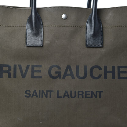Saint Laurent Linen Calfskin Rive Gauche Tote Khaki 8 of 10