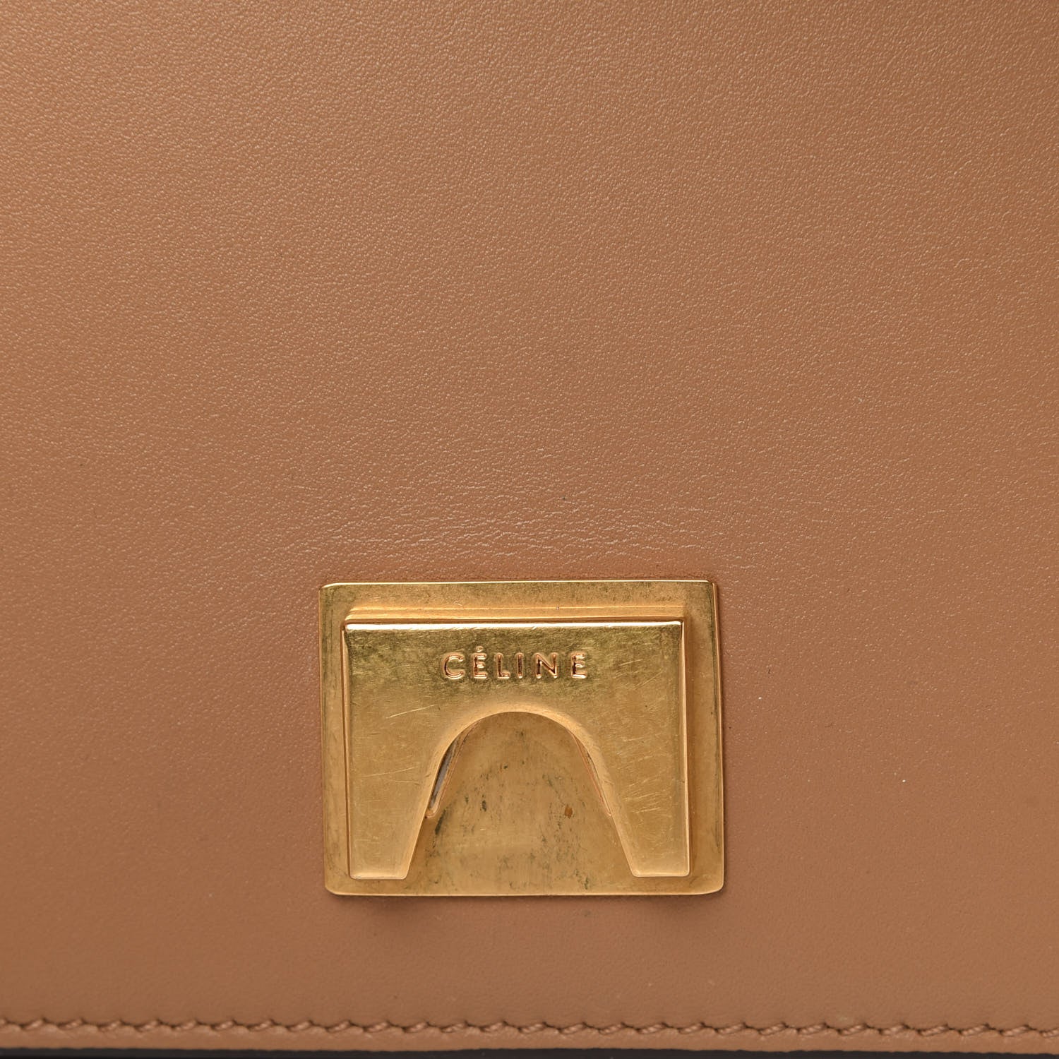 Celine Shiny Smooth Calfskin Medium Frame Shoulder Bag Tan Optic White 9 of 15