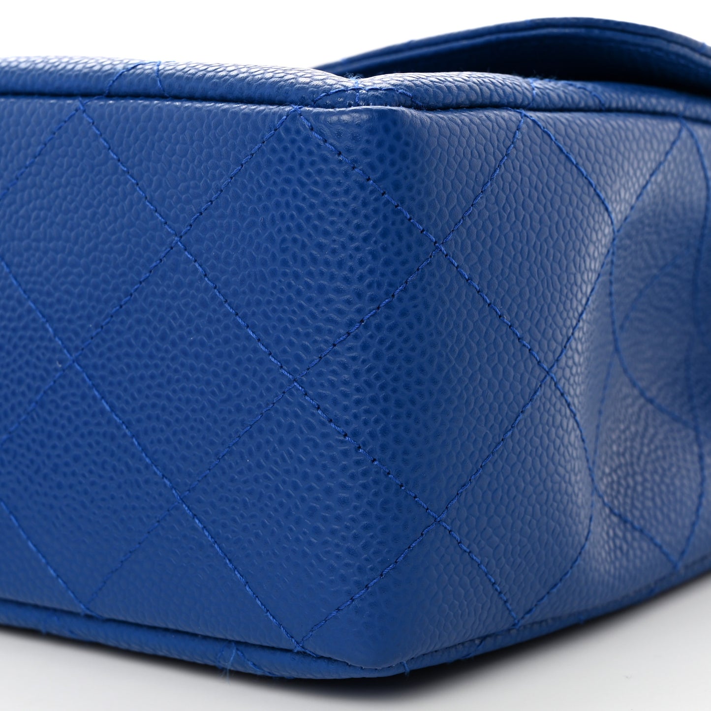 Caviar Quilted Jumbo Single Flap Dark Blue