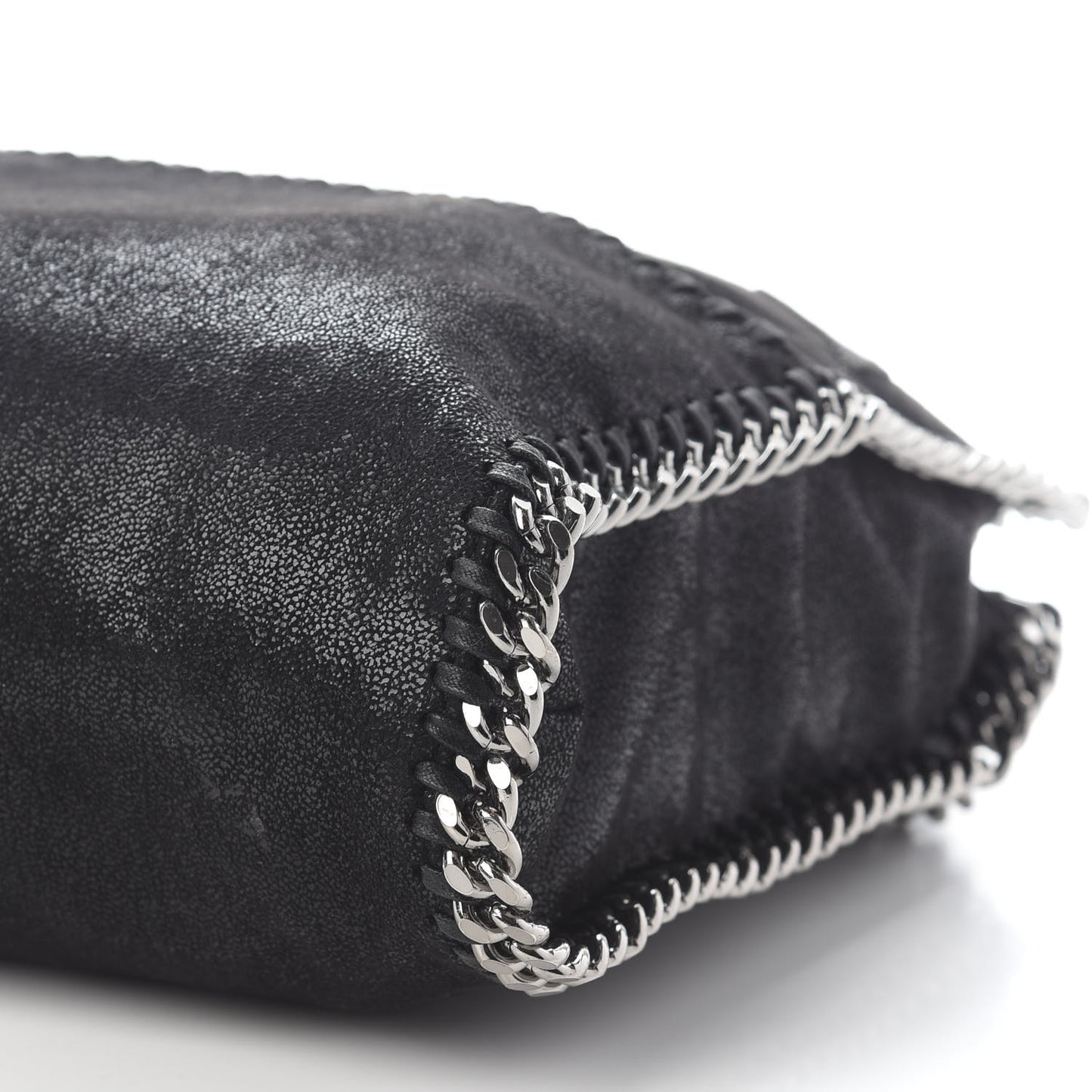 Embellished Shaggy Deer Small Falabella Fold Over Tote Black