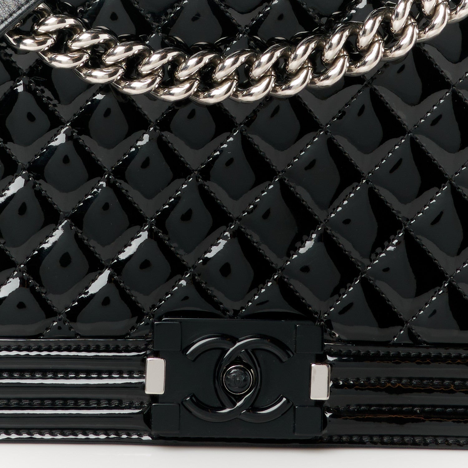 Chanel Patent Calfskin Quilted New Medium Plexiglass Boy Flap Black 8 of 10