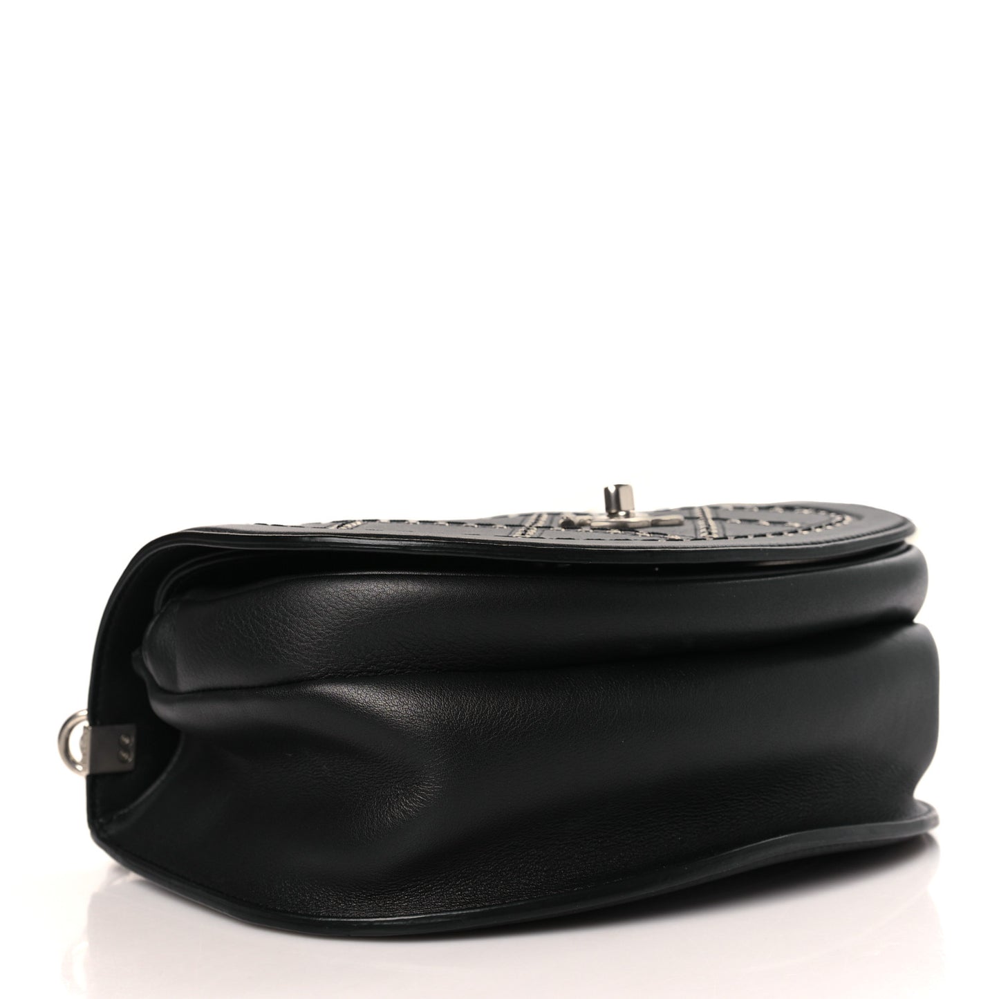 Calfskin Coco Eyelets Small Flap Bag Black