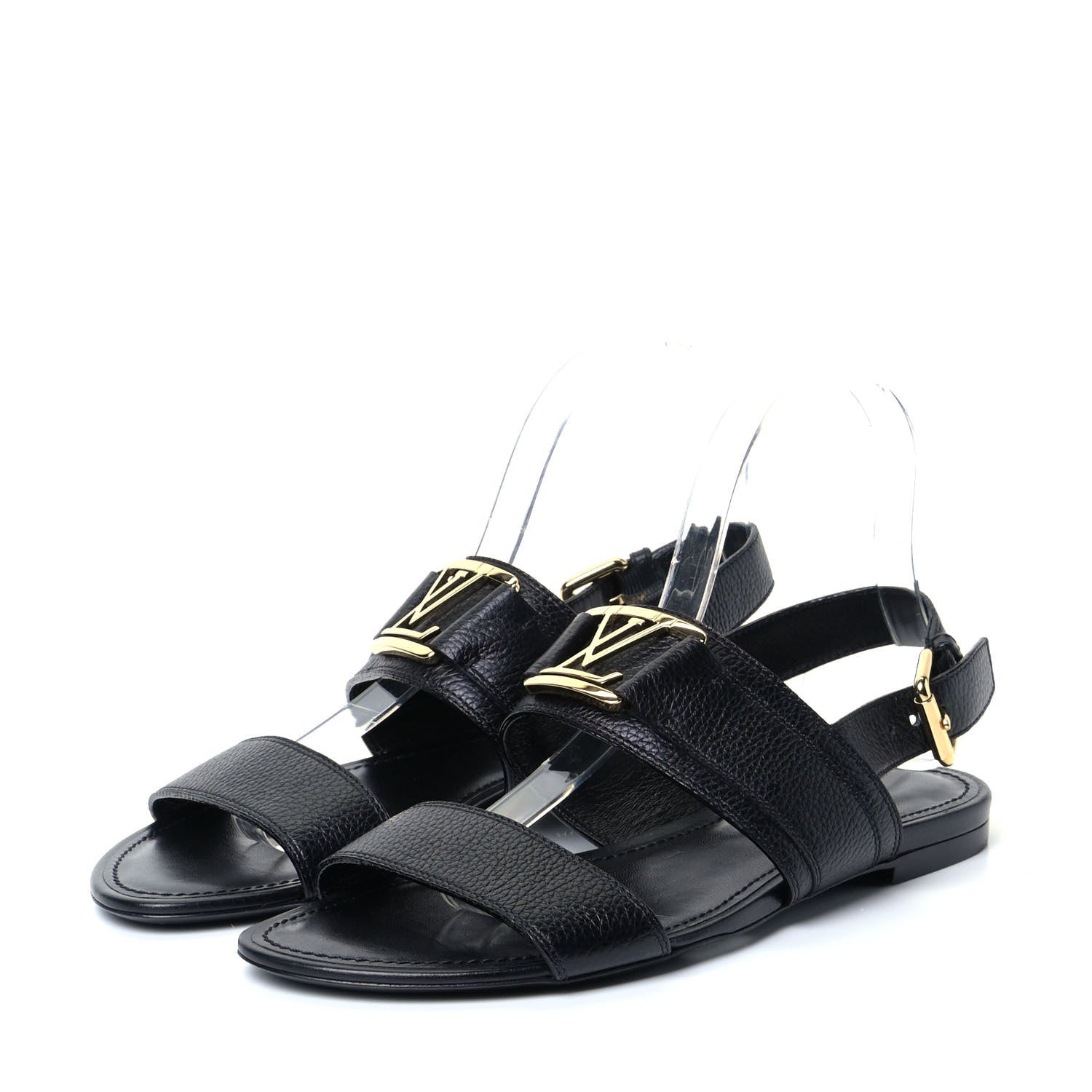 Louis Vuitton Grained Calfskin Horizon Flat Sandals 38 Black 2 of 9