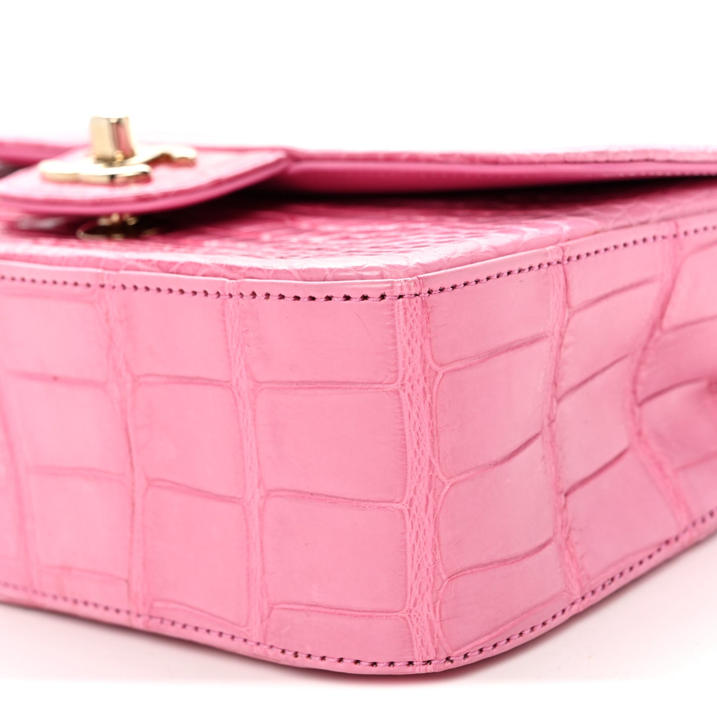Shiny Alligator Ombre Mini Rectangular Flap Rose