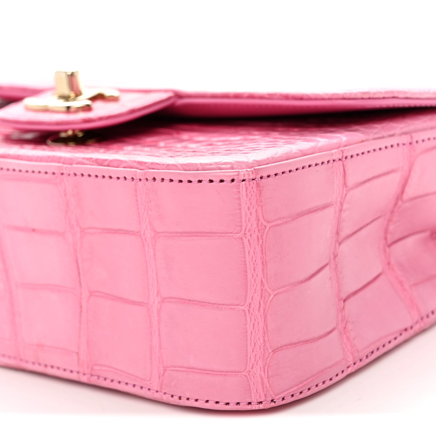 Chanel Shiny Alligator Ombre Mini Rectangular Flap Rose 10 of 10