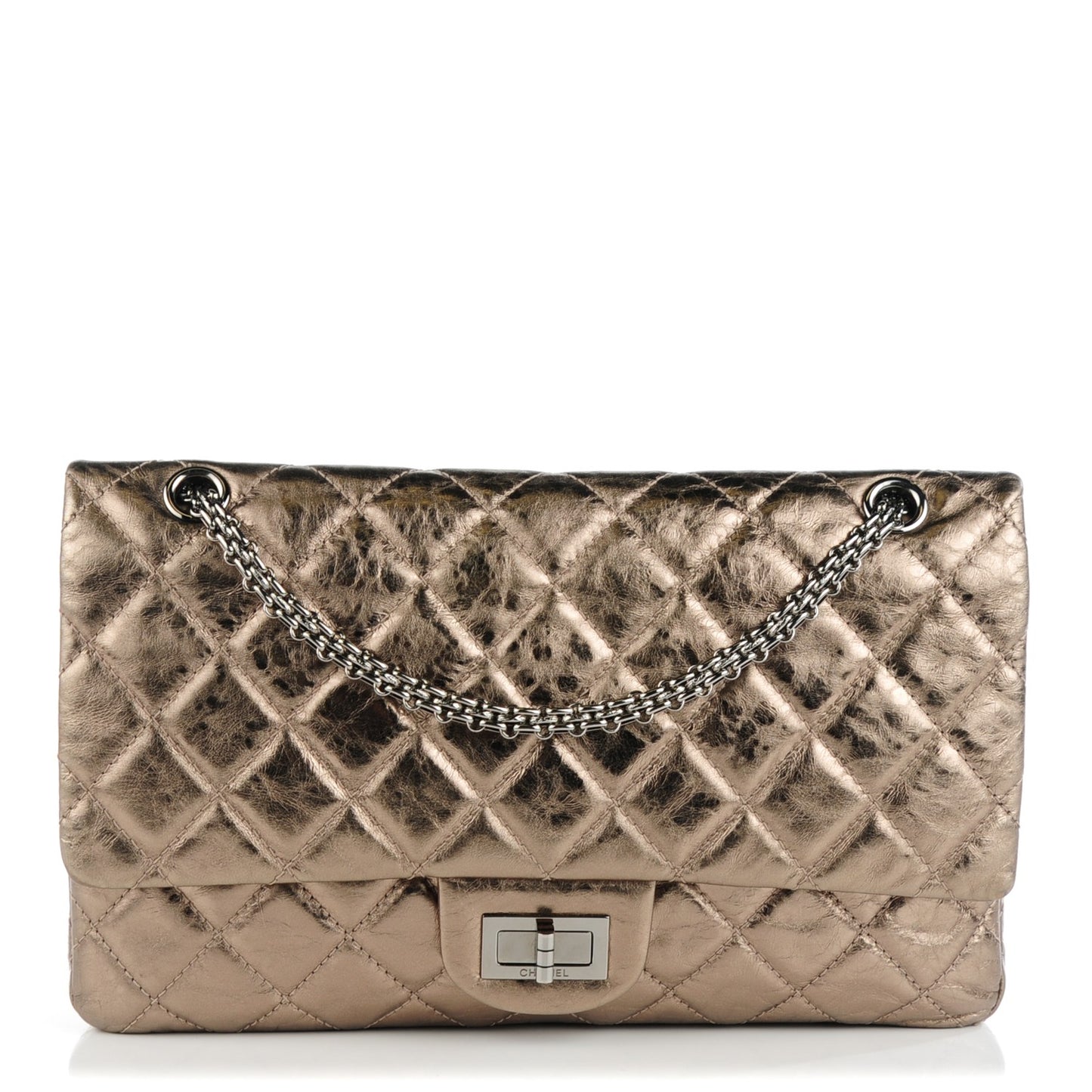 Metallic Aged Calfskin Quilted 2.55 Reissue 227 Flap Light Gold