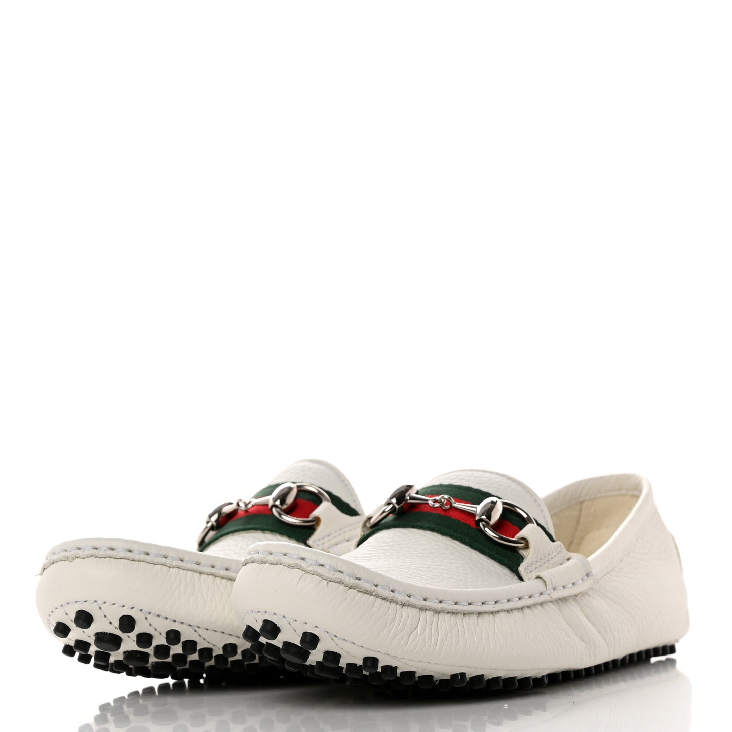 Road Calfskin Web Womens Horsebit Driver Loafers 37 Great White