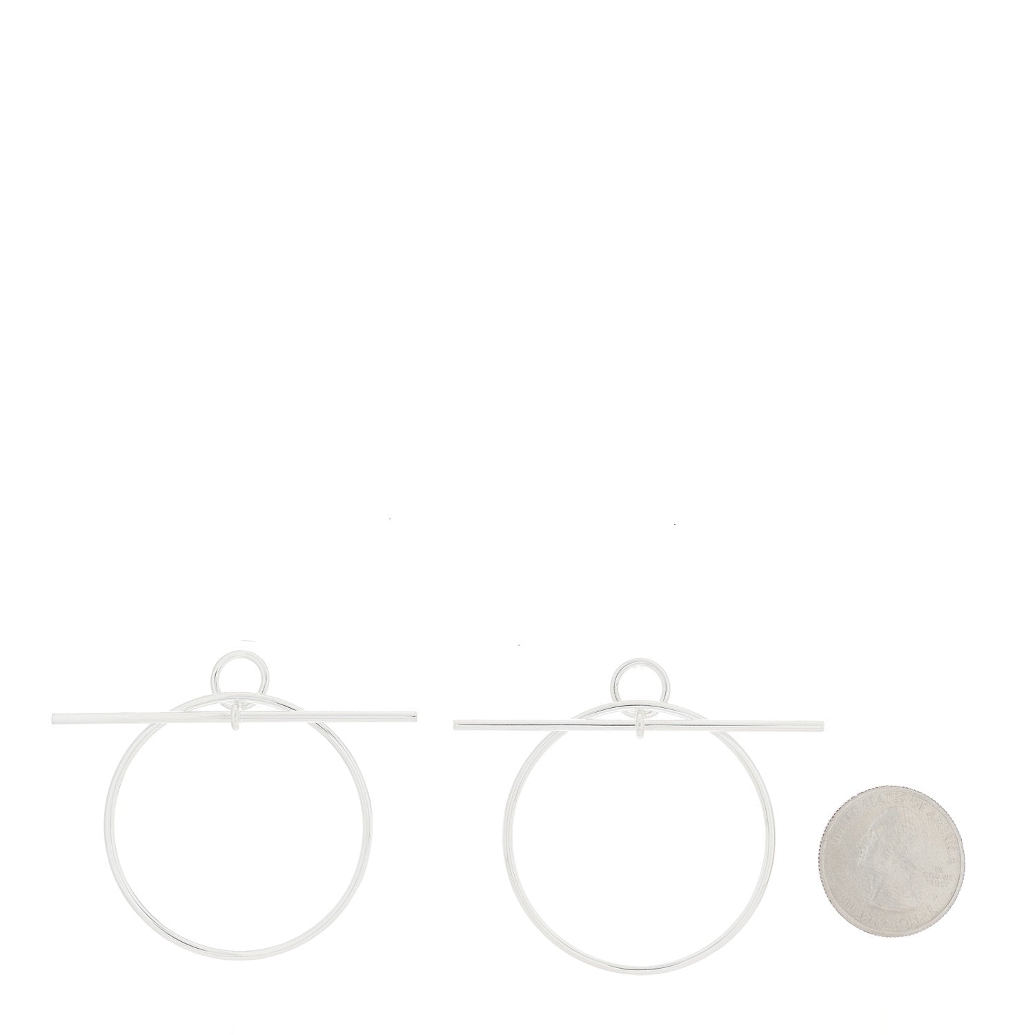 Hermes Sterling Silver MM Loop Earrings 2 of 5