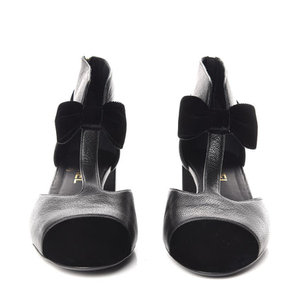 Chanel Goatskin Velvet Cap Toe CC Bow Cut Out Ankle Boots 41 Black 3 of 11