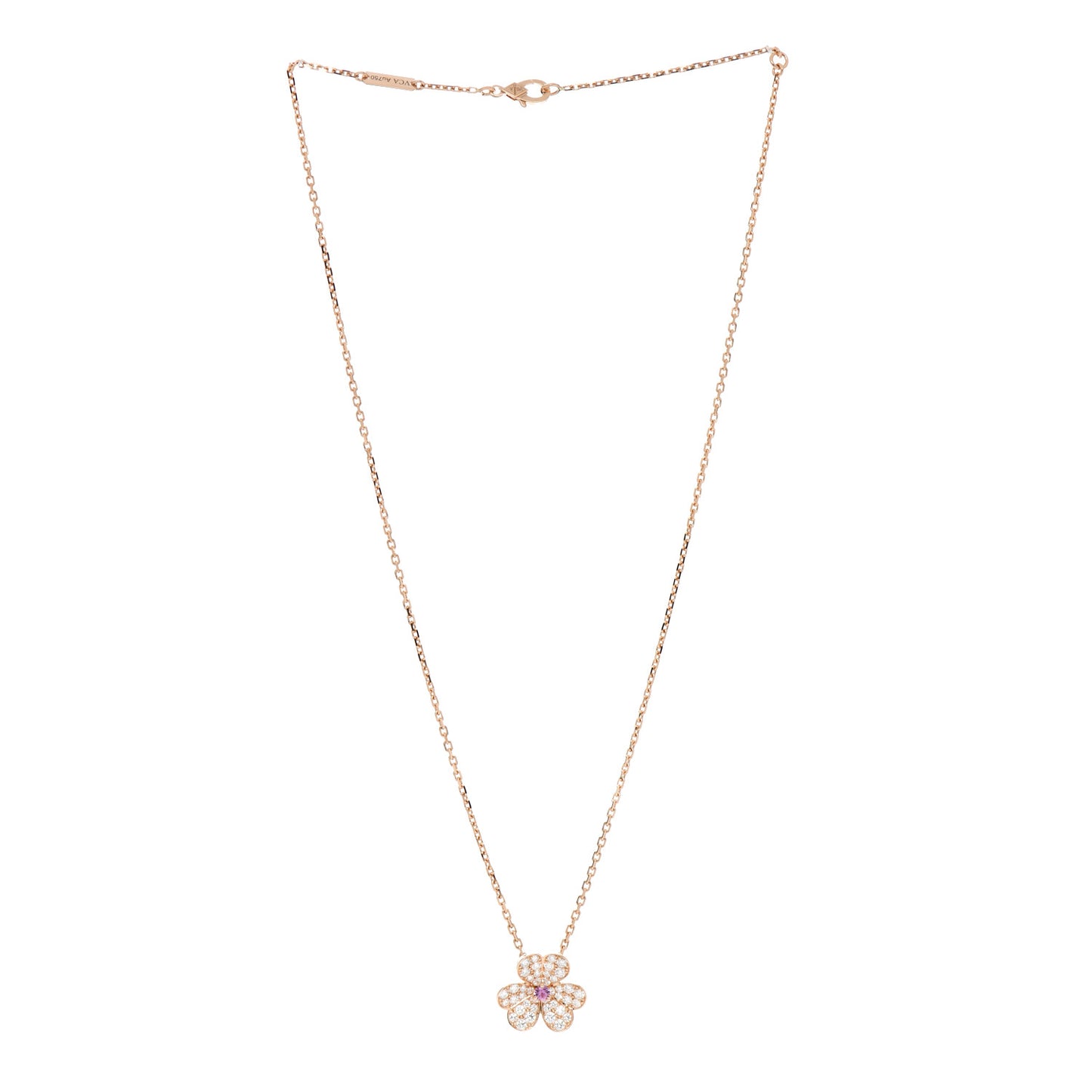 18K Rose Gold Diamond Pink Sapphire Small Frivole Pendant Necklace