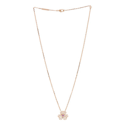 Van Cleef & Arpels 18K Rose Gold Diamond Pink Sapphire Small Frivole Pendant Necklace 3 of 5