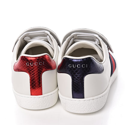 Gucci Calfskin Ayers Web Tiger Embroidered Mens Ace Sneakers 9 White 11 of 13