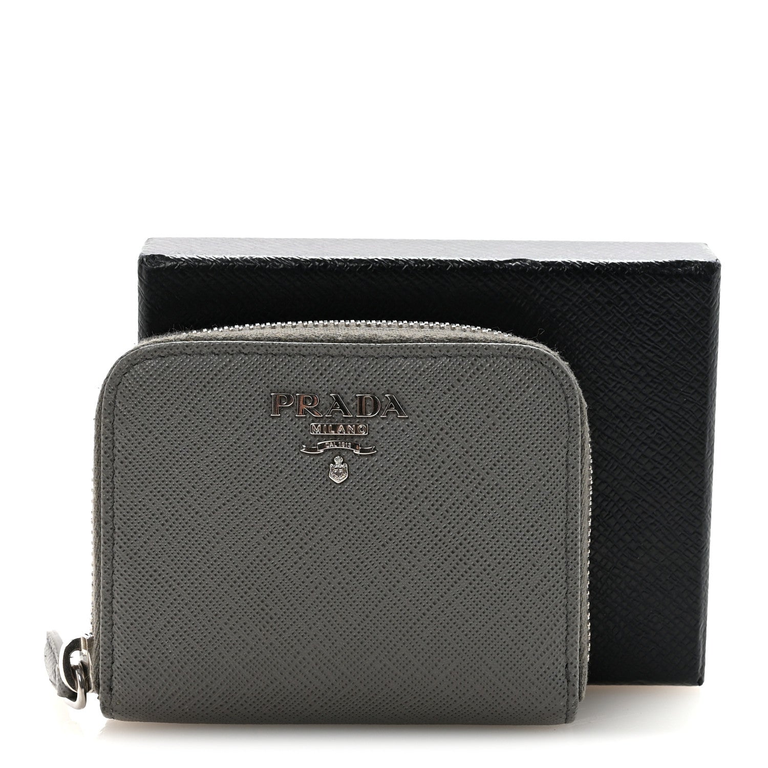 Prada Saffiano Metal Zip Coin Purse Marmo 7 of 7