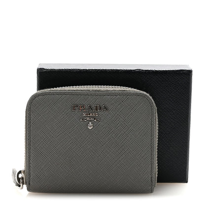 Prada Saffiano Metal Zip Coin Purse Marmo 7 of 7