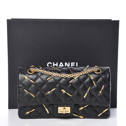 Chanel Calfskin Quilted Spoon Charms Brasserie 2.55 Reissue 225 Flap Black 11 of 11