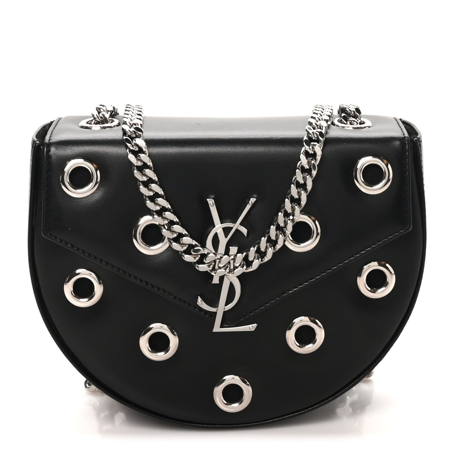 Box Calfskin Grommet Crossbody Bag Black