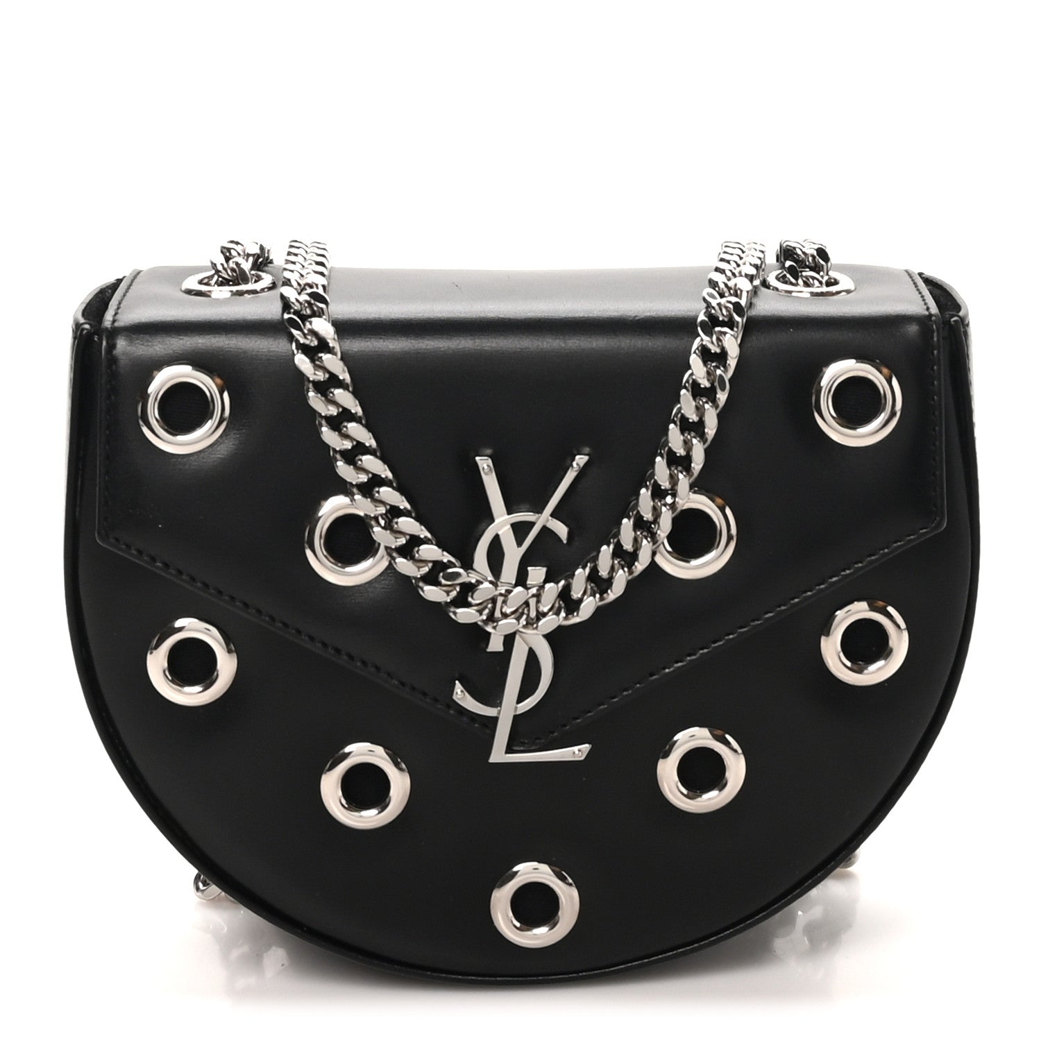 Saint Laurent Box Calfskin Grommet Crossbody Bag Black 1 of 9