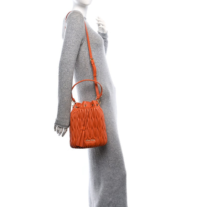 Miu Miu Nappa Matelasse Small Bucket Bag Papaya 2 of 10