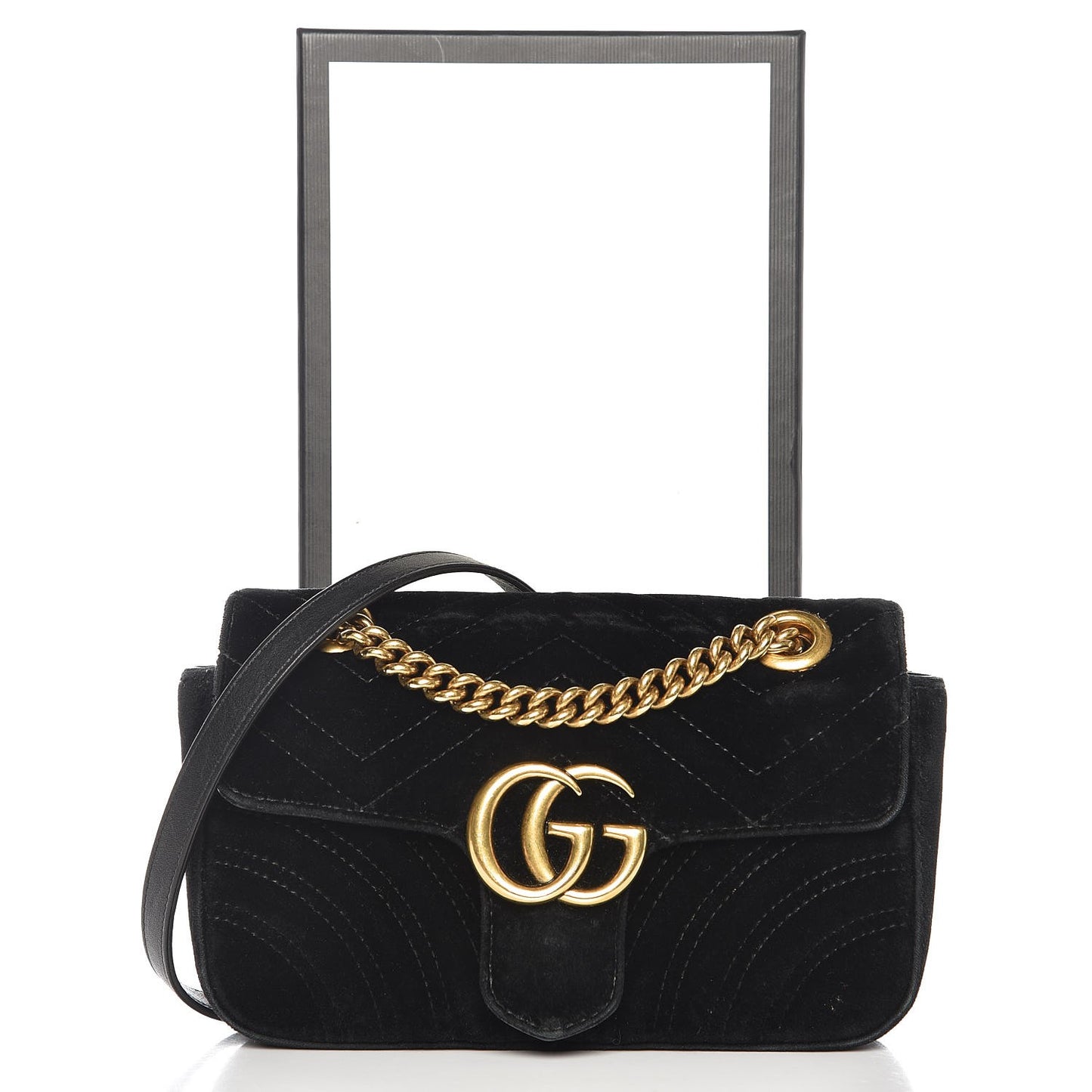 Velvet Matelasse Mini GG Marmont Shoulder Bag Black