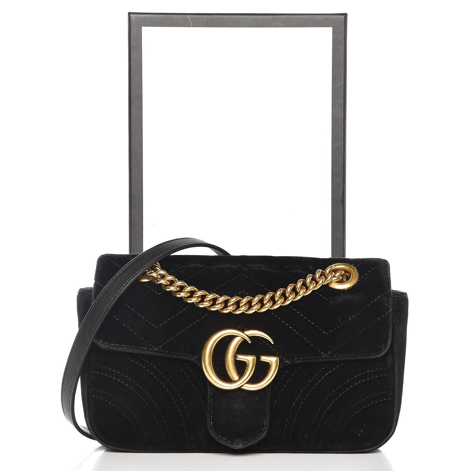 Gucci Velvet Matelasse Mini GG Marmont Shoulder Bag Black 11 of 11