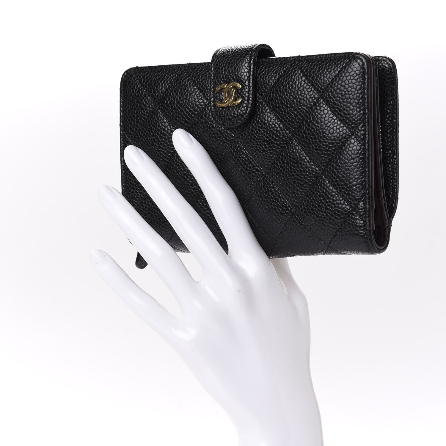 Chanel Caviar Quilted Zipped Pocket Wallet Black 2 of 9
