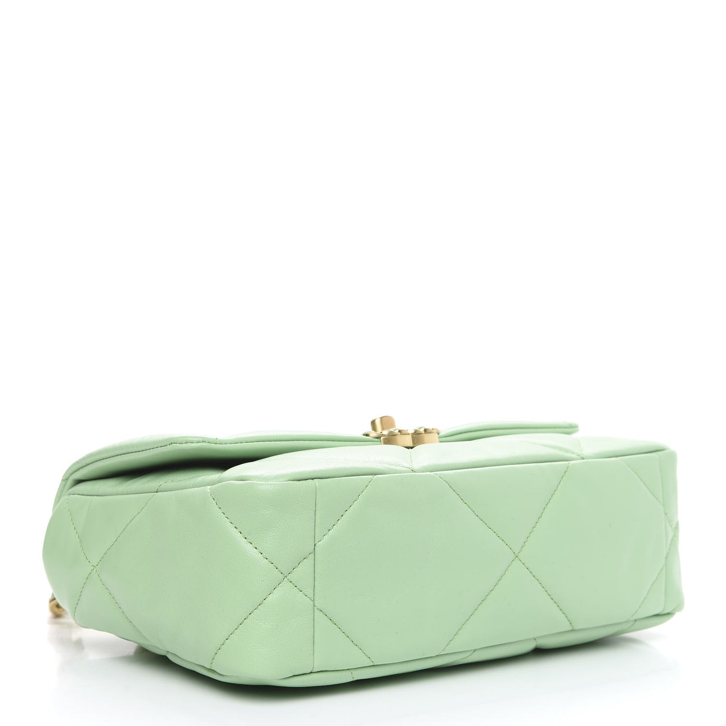 Goatskin Quilted Medium 19 Flap Light Green