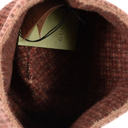 Gucci Wool Check Logo Beanie Hat L 59 Orange Beige 3 of 4