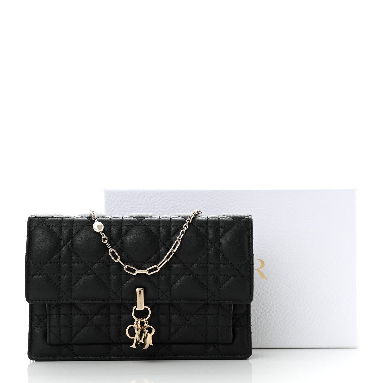 Christian Dior Lambskin Cannage Miss Dior Chain Pouch Black 11 of 11