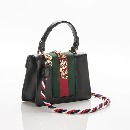 Gucci Calfskin Mini Sylvie Top Handle Bag Black 3 of 6