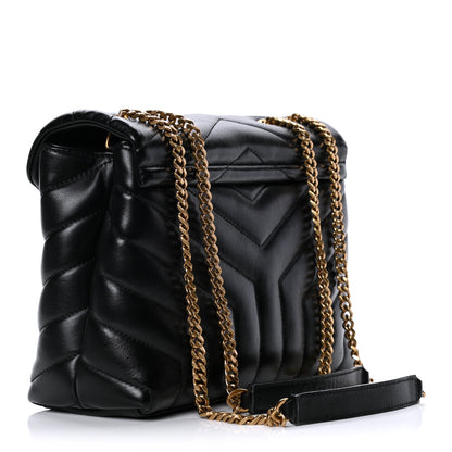 Saint Laurent Calfskin Y Quilted Monogram Small Loulou Chain Satchel Black 3 of 7