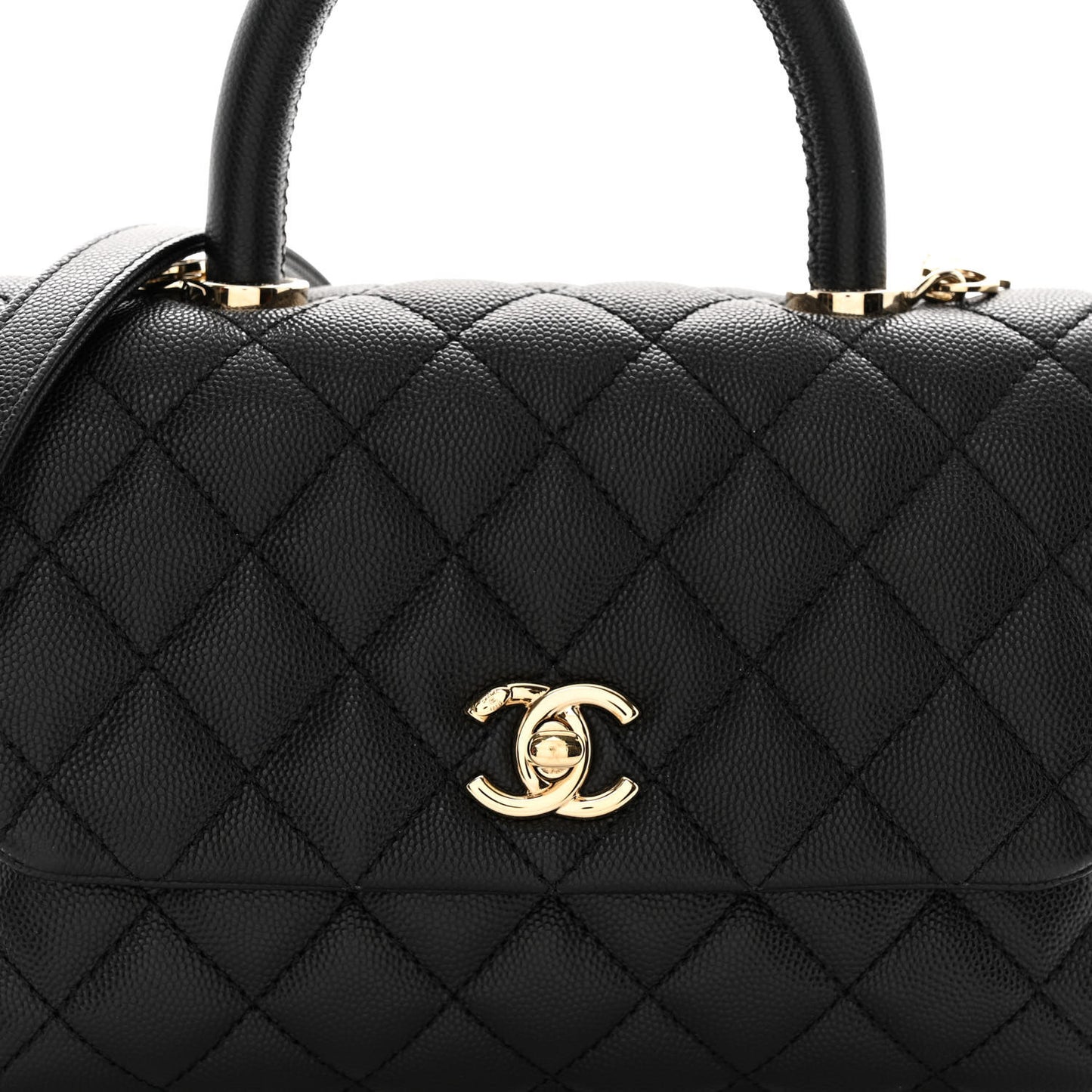 Caviar Quilted Mini Coco Handle Flap Black