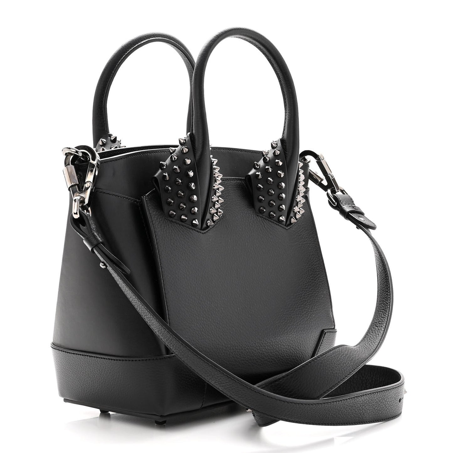 Grained Calfskin Spike Small Eloise Tote Black