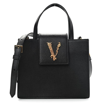 Versace Saffiano Virtus Top Handle Shoulder Bag Black 1 of 9