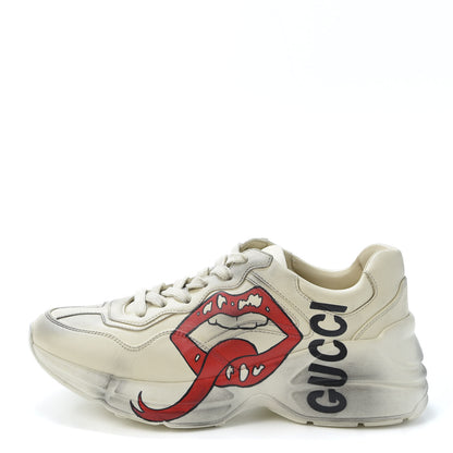 Gucci Calfskin Mouth Print Womens Rhyton Sneakers 36.5 Ivory 1 of 10