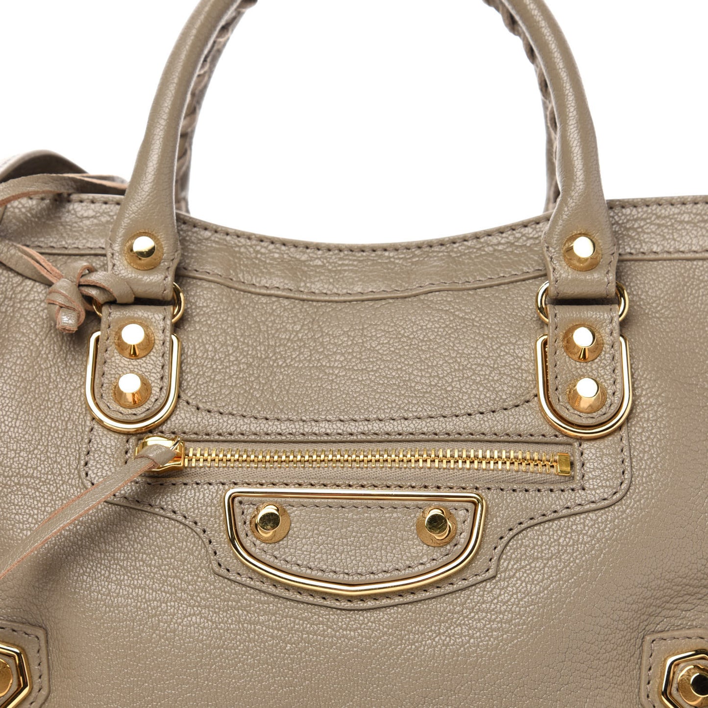 Chevre Gold Metallic Edge Hardware S City Gris Taupe