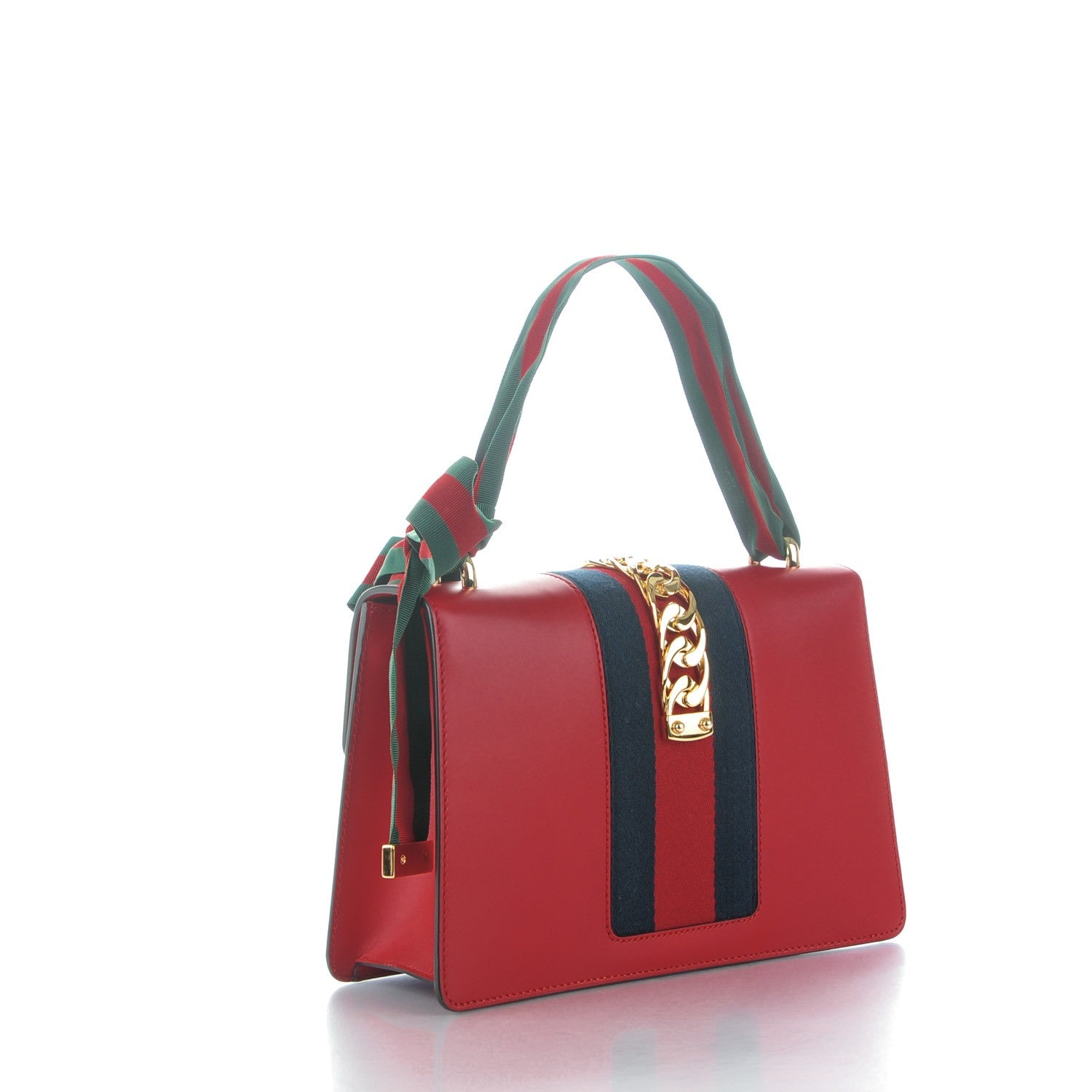 Gucci Calfskin Small Sylvie Shoulder Bag Hibiscus Red 3 of 7