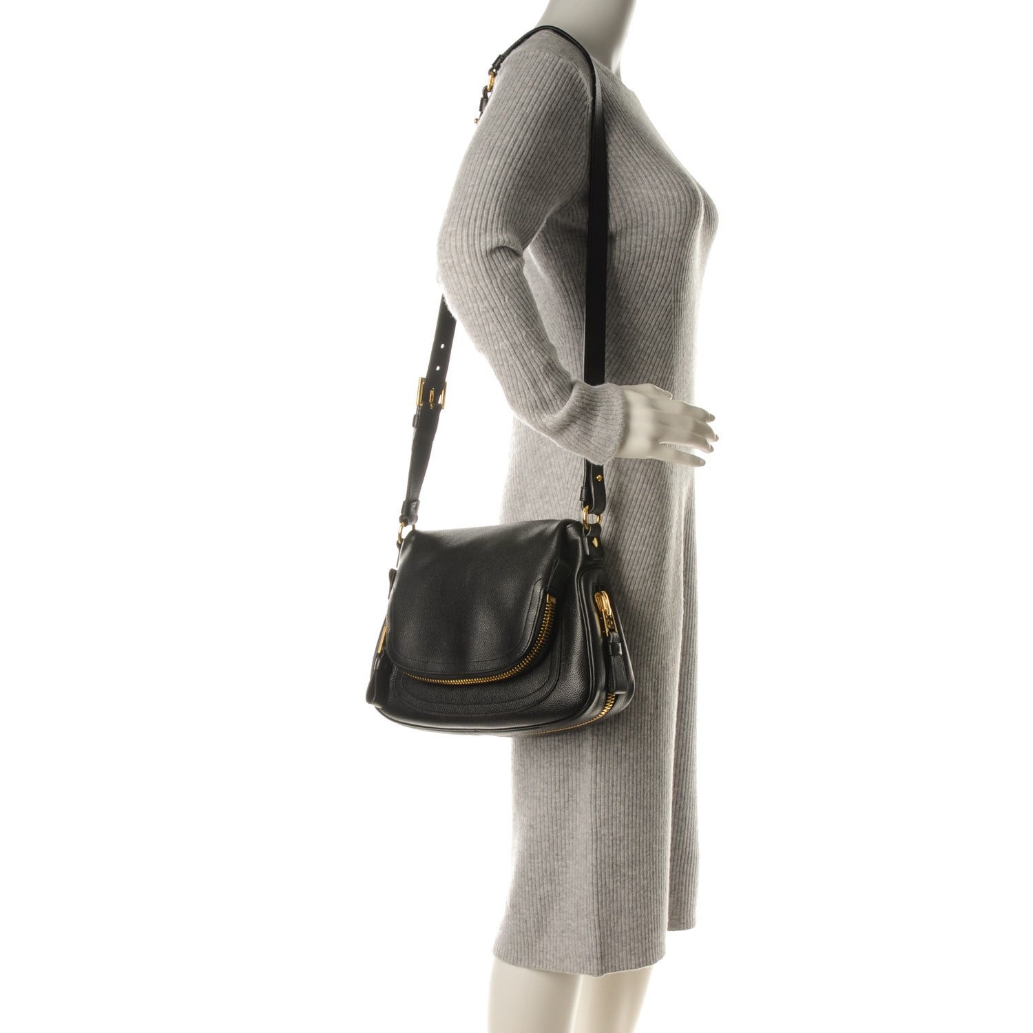 Tom Ford Grained Calfskin Medium Jennifer Crossbody Bag Black 2 of 7
